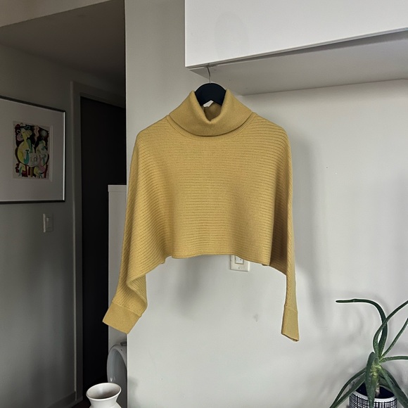Aritzia Wilfred Free Lolan 100% Merino Wool Cairo Gold Cozy Casual Sweater XXS - Picture 6 of 14